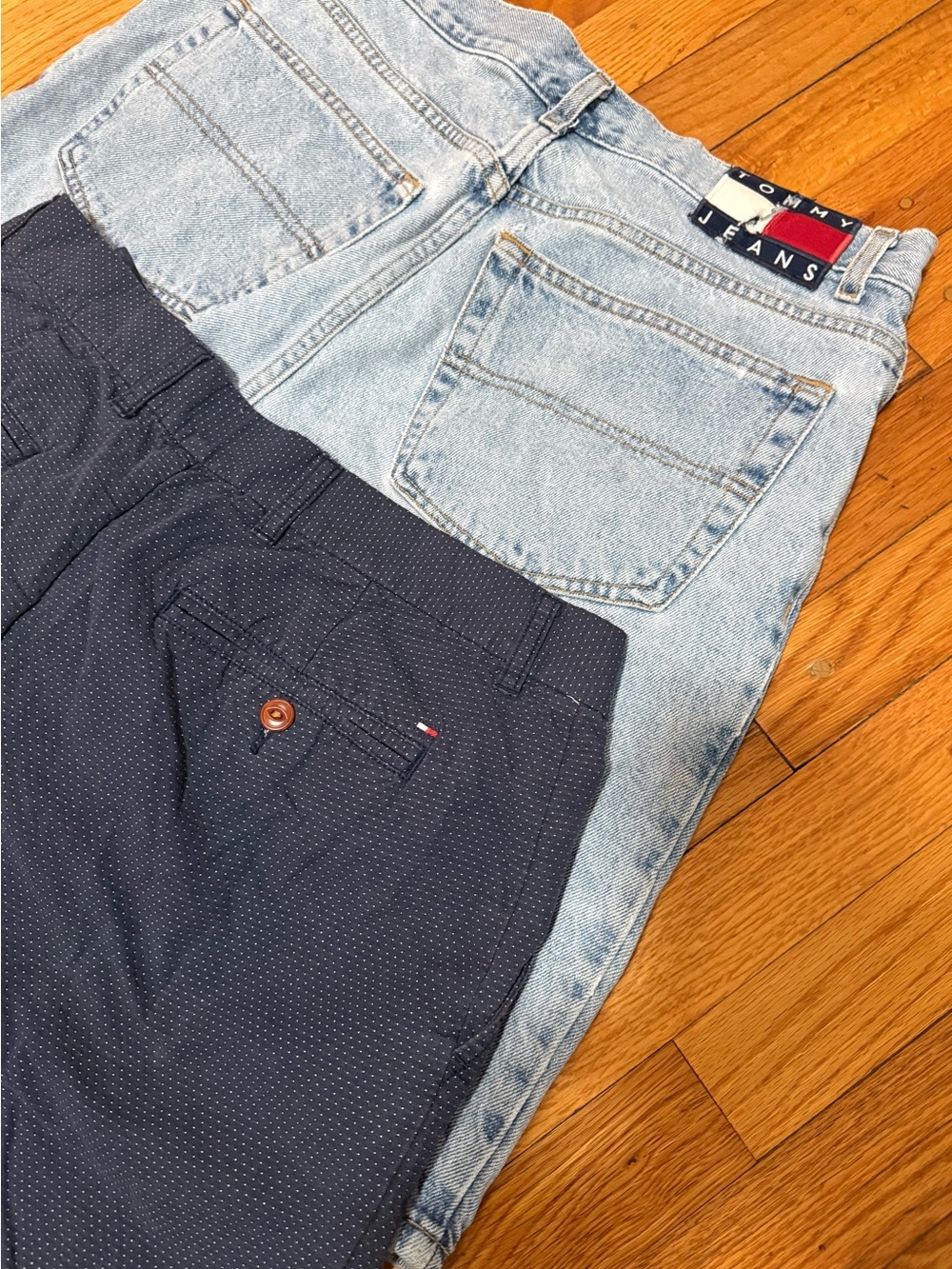Tommy Hilfiger Lot Of Men’s Size 33 Polkadot Blue & Vintage 90’s Denim Shorts